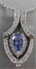 ESTATE DIAMOND TANZANITE 14K WHITE GOLD OPEN HANGING NECKLACE PENDANT #15563