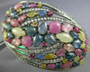 ESTATE LARGE 32.10CT DIAMOND & AAA MULTI COLOR SAPPHIRE 18KT BLACK GOLD BRACELET