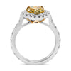 WIDE 3.14CT WHITE & CANARY DIAMOND 18KT 2 TONE GOLD PEAR SHAPE ENGAGEMENT RING