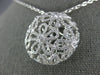 ESTATE LARGE 1.23CT DIAMOND 18K WHITE GOLD CIRCULAR OPEN FILIGREE FLOWER PENDANT