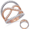 ESTATE LARGE .84CT DIAMOND 14KT WHITE AND ROSE GOLD 3D INFINITY LOVE RING