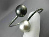 LARGE 1CT BLACK DIAMOND & AAA PEARLS 18KT BLACK GOLD CRISS CROSS BANGLE BRACELET
