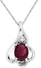 .50CT DIAMOND & AAA RUBY 14KT WHITE GOLD 3D OVAL & ROUND FLOWER FLOATING PENDANT