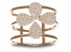 ESTATE WIDE .32CT DIAMOND 14KT ROSE GOLD 3D MULTI LEAF FLOWER MULTI ROW FUN RING