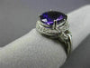 ESTATE LARGE 3.53CT DIAMOND & AMETHYST 14KT WHITE GOLD 3D HALO ENGAGEMENT RING