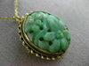 ANTIQUE AAA JADE 14KT YELLOW GOLD 3D HANDCRAFTED OVAL FLOWER FILIGREE PIN BROOCH
