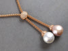 LARGE .42CT DIAMOND & AAA WHITE & PINK SOUTH SEA PEARL 18K ROSE GOLD 3D NECKLACE