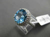 ESTATE LARGE 3.89CTW DIAMOND & AAA BLUE TOPAZ 14KT WHITE GOLD 3D OVAL FUN RING