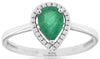 .76CT DIAMOND & AAA EMERALD 14KT WHITE GOLD ROUND & PEAR SHAPE HALO PROMISE RING
