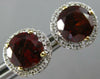 ESTATE LARGE 3.11CT DIAMOND & AAA GARNET 14KT 2 TONE GOLD ROUND 3D STUD EARRINGS