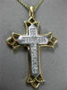 ESTATE LARGE 1.0CT PRINCESS DIAMOND 14KT WHITE & YELLOW GOLD CROSS PENDANT #6289