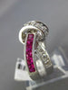 ESTATE LARGE 1.78CT DIAMOND & AAA RUBY 14K WHITE GOLD ROUND & PRINCESS FUN RING