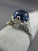 ANTIQUE 2.20CT DIAMOND & AAA CABOCHON SAPPHIRE PLATINUM 3D FILIGREE RING #25804