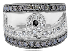 1.20CT WHITE & CHOCOLATE FANCY DIAMOND 14K WHITE GOLD 3D LOVE KNOT FILIGREE RING