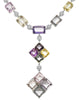 LARGE 95.98CT DIAMOND & AAA MULTI COLOR SAPPHIRE 18KT WHITE GOLD LARIAT NECKLACE