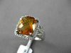 ESTATE LARGE 4.93CT DIAMOND & EXTRA FACET CITRINE 14KT WHITE GOLD HALO LEAF RING