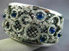 EXTRA LARGE 12.3CT DIAMOND & AAA SAPPHIRE 14K BLACK & WHITE GOLD BANGLE BRACELET