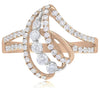 ESTATE .66CT DIAMOND 18KT WHITE & ROSE GOLD 3D CRISS CROSS HEART SHAPE LOVE RING