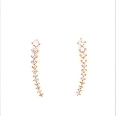 ESTATE 1.26CT DIAMOND 18KT YELLOW GOLD ROUND GRADUATING JOURNEY HANGING EARRINGS