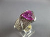 LARGE 3.80CT DIAMOND & AAA PINK QUARTZ 14KT WHITE GOLD TRILLION & ROUND FUN RING