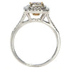 LARGE 1.4CT WHITE & FANCY YELLOW DIAMOND 18K 2 TONE GOLD CUSHION ENGAGEMENT RING