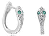 .40CT DIAMOND & AAA EMERALD 18KT WHITE GOLD 3D SNAKE FUN HUGGIE HANGING EARRINGS