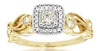 .40CT DIAMOND 14KT YELLOW GOLD 3D ROUND & PRINCESS HALO SQUARE ENGAGEMENT RING