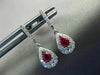 ESTATE .73CT DIAMOND & RUBY 14K WHITE GOLD 3D CLASSIC TEAR DROP HANGING EARRINGS
