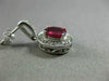 ESTATE 2.15CT DIAMOND & RUBY 14KT WHITE GOLD OVAL HALO MILGRAIN HANGING EARRINGS