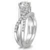1.42CT DIAMOND 14K WHITE GOLD ROUND CLASSIC INFINITY ENGAGEMENT WEDDING RING SET