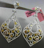 LARGE 8.11CT WHITE & FANCY COLOR DIAMONDS 18KT GOLD FILIGREE HANGING EARRINGS