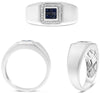 .63CT DIAMOND & AAA SAPPHIRE 14KT WHITE GOLD PRINCESS & ROUND OCTAGON MENS RING