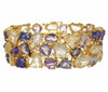 EXTRA LARGE 111.45CT DIAMOND & AAA MULTI COLOR SAPPHIRE 18K YELLOW GOLD BRACELET