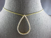 LARGE 1.01CT DIAMOND 14KT YELLOW GOLD 3D CLASSIC OPEN TEAR DROP FLOATING PENDANT