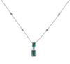 ESTATE 1.86CT DIAMOND & AAA EMERALD 18KT WHITE GOLD 3D ROUND & EMERALD NECKLACE