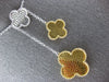 LARGE 2.55CT WHITE & FANCY YELLOW DIAMOND 18K 2 TONE GOLD 4 LEAF CLOVER NECKLACE