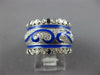 WIDE 1.62CT DIAMOND & AAA SAPPHIRE & BLUE ENAMEL 18K WHITE GOLD 3D ETERNITY RING