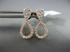 ESTATE .68CT DIAMOND 18KT ROSE GOLD 3D 2 IN 1 TEAR DROP STUD HANGING EARRINGS