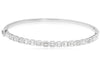 1.80CT DIAMOND 14K WHITE GOLD 3D EMERALD CUT BEZEL SEMI ETERNITY BANGLE BRACELET
