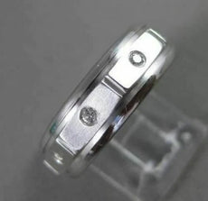 ESTATE WIDE 0.24CTW DIAMOND 14KT WHITE GOLD BRICK DESIGN ETOLIE MENS RING #17839