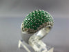 LARGE 3.65CT DIAMOND & AAA EMERALD 14KT WHITE GOLD DOME SHAPE ANNIVERSARY RING