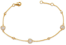 .37CT DIAMOND 14KT YELLOW GOLD 3D HEART SHAPE BY THE YARD LOVE TENNIS BRACELET