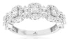 .43CT DIAMOND 14KT WHITE GOLD 3D ROUND & BAGUETTE MULTI FLORAL ANNIVERSARY RING
