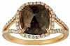 ESTATE 3.46CT WHITE & CHOCOLATE FANCY DIAMOND 18K YELLOW GOLD 3D ENGAGEMENT RING