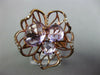 ESTATE LARGE 5.80CT DIAMOND & AAA AMETHYST 14K ROSE GOLD 3D FLOWER ROSE FUN RING