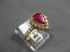 ESTATE 1.57CT DIAMOND & AAA RUBY 14KT ROSE GOLD 3D PEAR SHAPE ENGAGEMENT RING