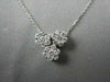 ANTIQUE 1.14CT ROUND CUT DIAMOND 14KT WHITE GOLD CLASSIC TRIPLE FLOWER PENDANT
