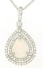 LARGE 1.60CT DIAMOND & AAA OPAL 14KT WHITE GOLD PEAR SHAPE & ROUND LOVE PENDANT