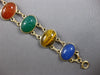 ANTIQUE EXTRA LARGE MULTI COLOR GEM 14KT YELLOW GOLD HANDCRAFTED BRACELET #27931