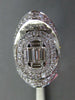 2.87CT DIAMOND 18K WHITE GOLD ROUND & BAGUETTE OVAL CLUSTER CRISS CROSS X RING